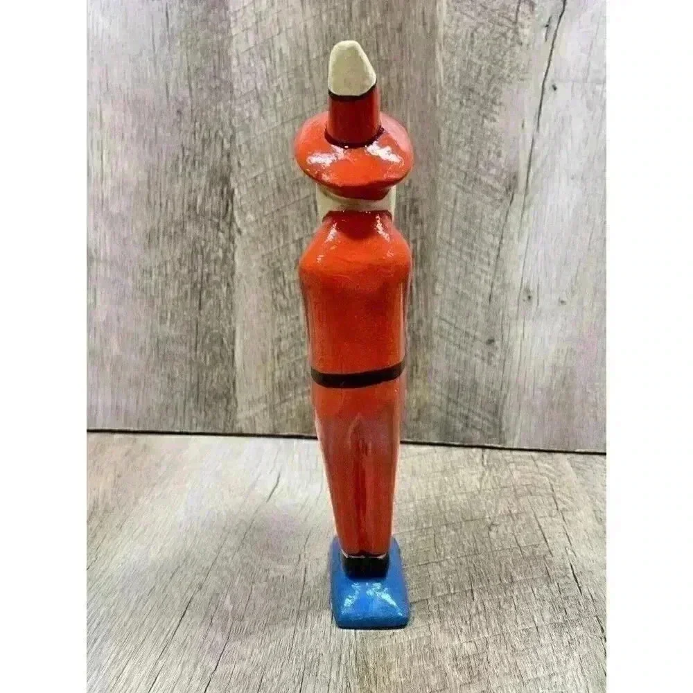 Handmade Wooden Santa Figure Present Carved Folk Art Yvens Leger Made In Haiti